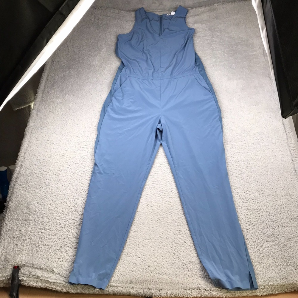 Athleta Brooklyn Jumpsuit Womens 16T Blue V Neck Sleeveless Performance Onepiece